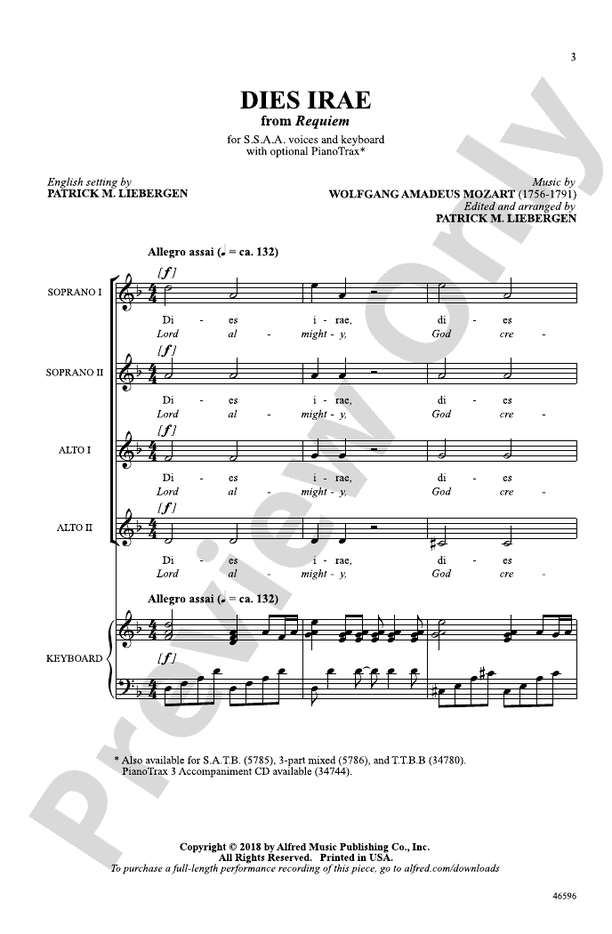 Dies Irae (from Requiem) – SSAA Choral Octavo (Digital Download)