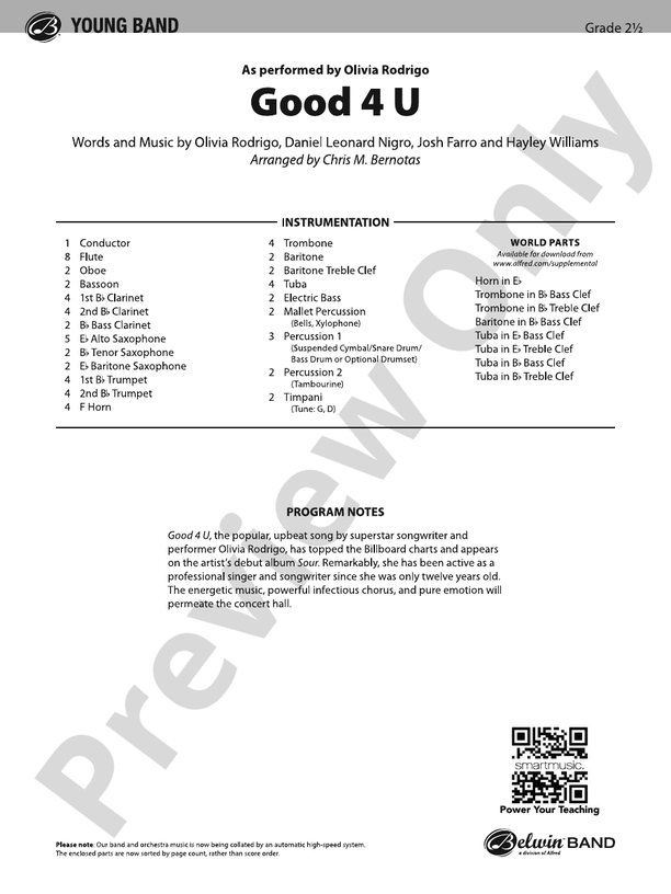 Good 4 U - Concert Band Conductor Score & Parts (Digital Download)