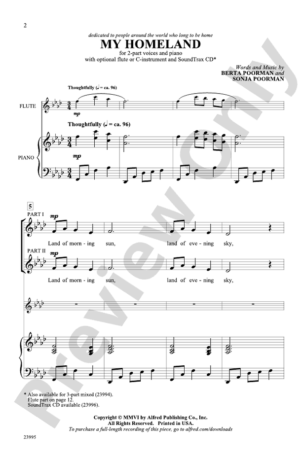 My Homeland – 2-Part Choral Octavo (Digital Download)