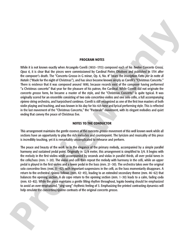 Pastorale (from The Christmas Concerto) – String Orchestra Conductor Score & Parts (Digital Download)