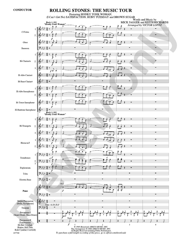 Rolling Stones: The Music Tour - Concert Band Conductor Score & Parts (Digital Download)
