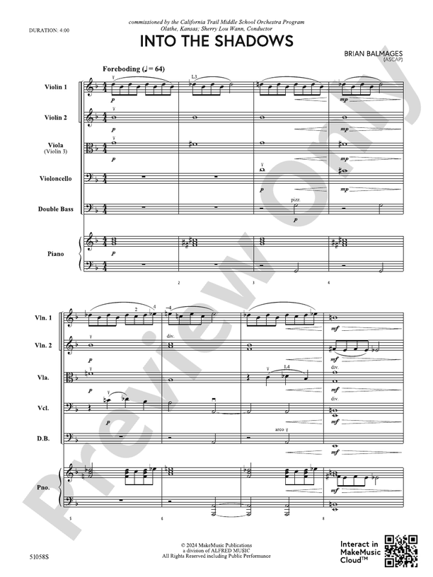 Into the Shadows - String Orchestra Conductor Score & Parts (Digital Download)