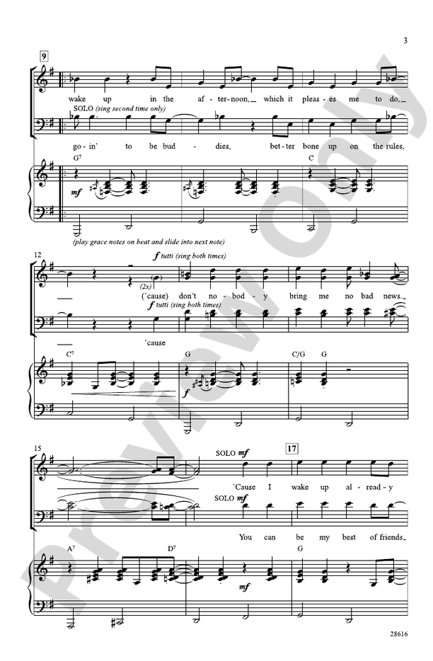 Don't Nobody Bring Me No Bad News (from the musical The Wiz) – SATB Choral Octavo (Digital Download)