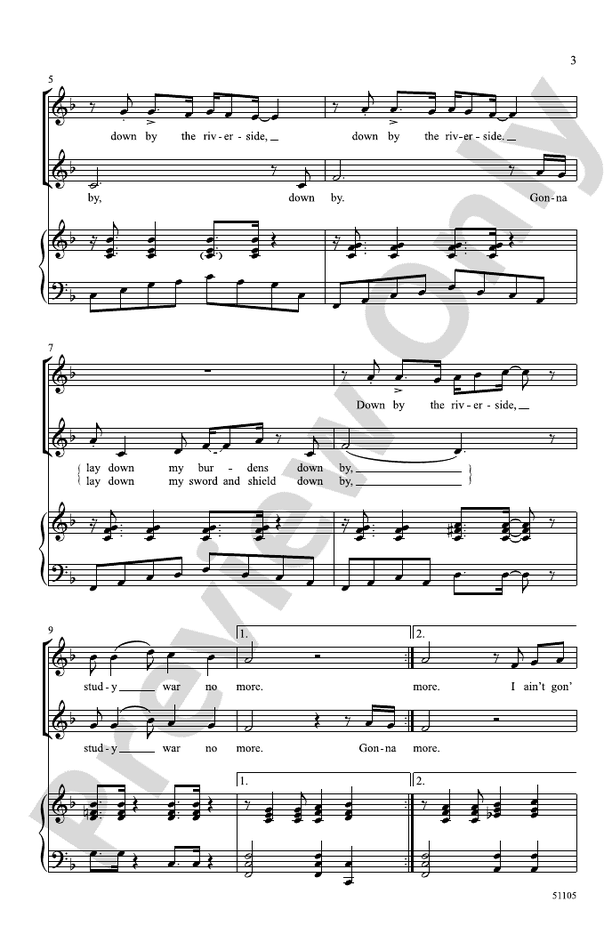 Down by the Riverside - 2 Part Treble Choral Octavo (Digital Download)