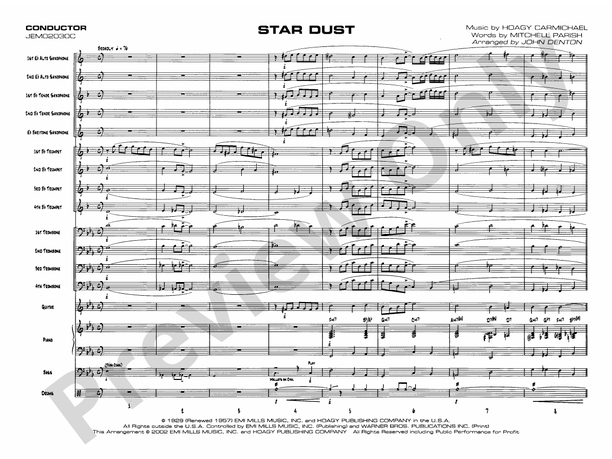 Star Dust - Jazz Ensemble Conductor Score & Parts (Digital Download)
