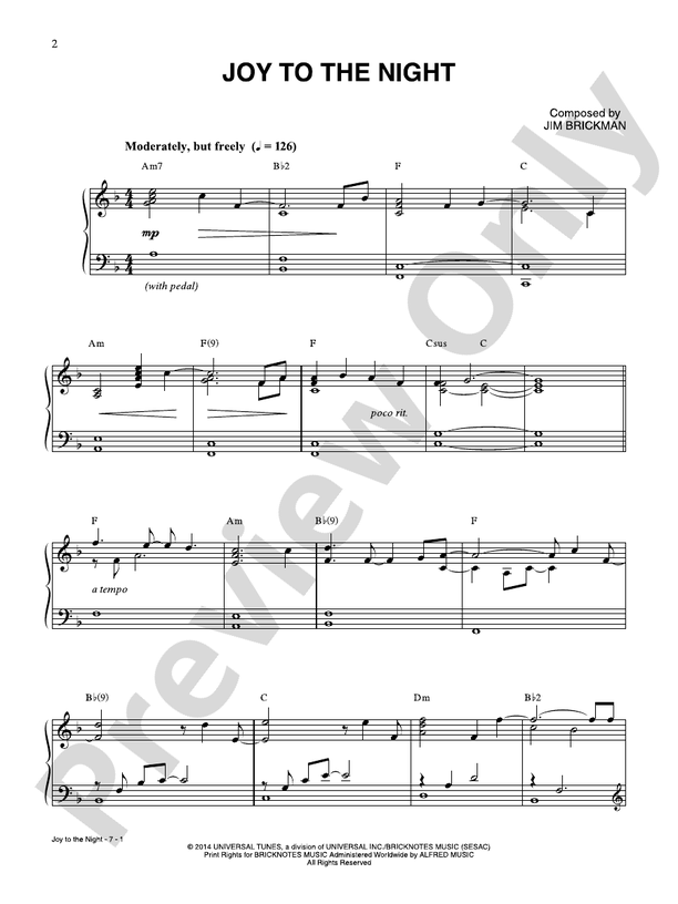 Joy to the Night -  Jim Brickman - PVG (Digital Download)