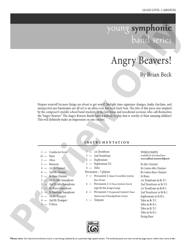 Angry Beavers! - Concert Band Conductor Score & Parts (Digital Download)