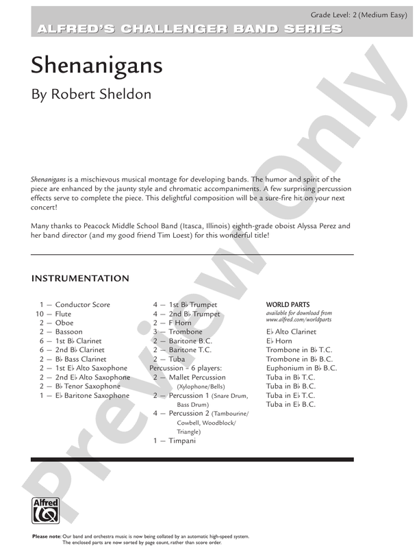 Shenanigans - Concert Band Conductor Score & Parts (Digital Download)