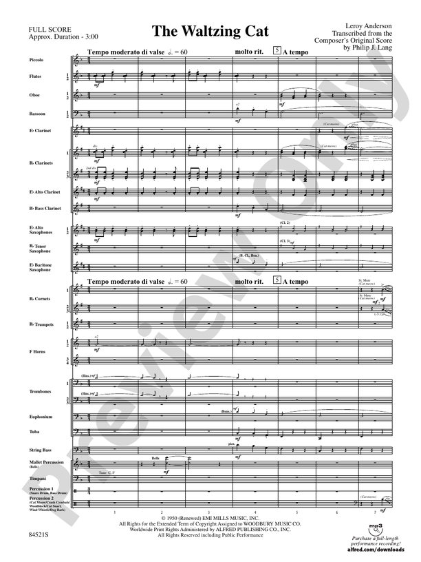 The Waltzing Cat - Concert Band Conductor Score & Parts (Digital Download)