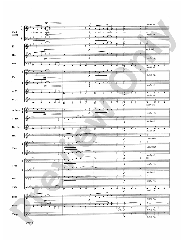 United We Stand (An American Medley) - Concert Band Conductor Score & Parts (Digital Download)
