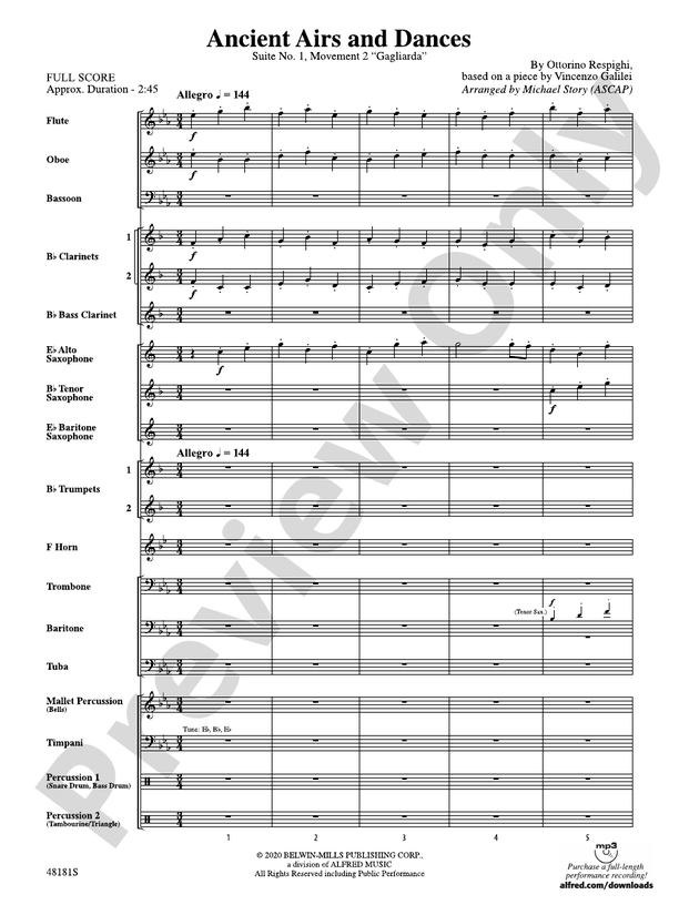Ancient Airs and Dances (Grade 2) - Concert Band Conductor Score & Parts (Digital Download)