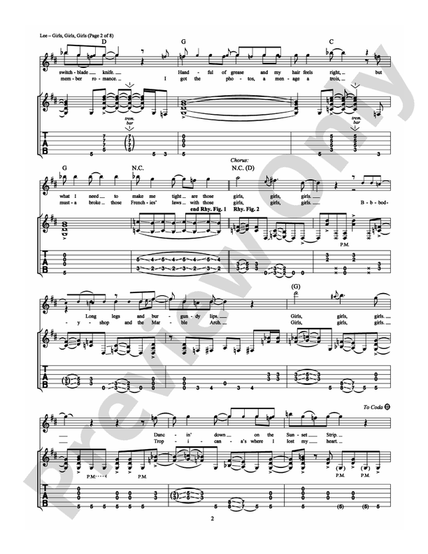 Girls, Girls, Girls - Guitar TAB (Digital Download)