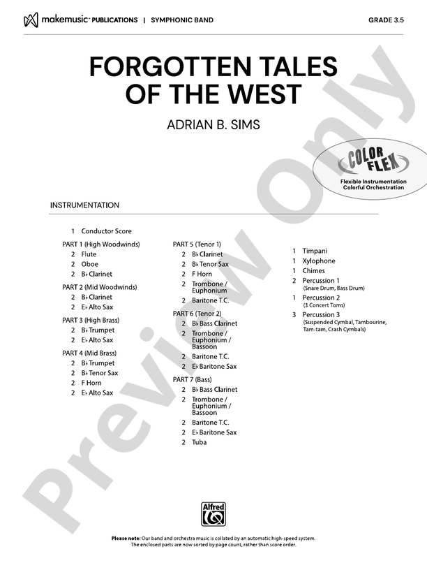 Forgotten Tales of the West - Concert Band Conductor Score & Parts (Digital Download)