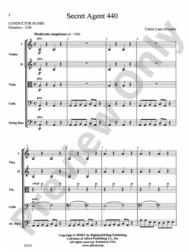 Secret Agent 440 – String Orchestra Conductor Score & Parts (Digital Download)