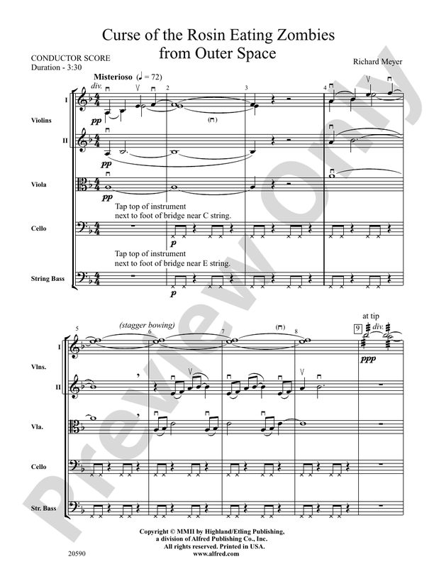 Curse of the Rosin Eating Zombies from Outer Space – String Orchestra Conductor Score & Parts (Digital Download)