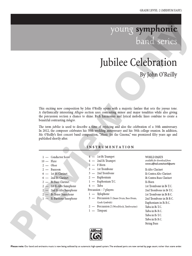 Jubilee Celebration - Concert Band Conductor Score & Parts (Digital Download)