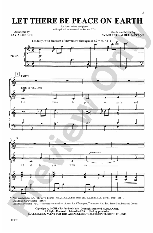 Let There Be Peace on Earth – 2-Part Choral Octavo (Digital Download)