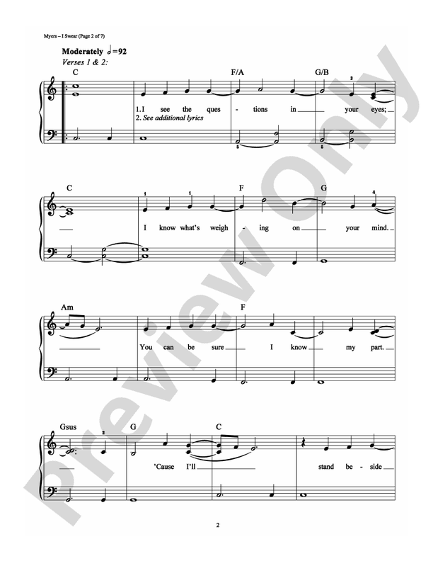 I Swear - Arr. Richard Bradley - Easy Piano (Digital Download)