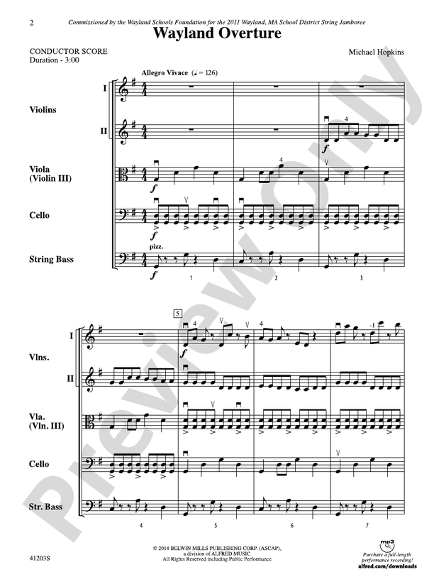 Wayland Overture – String Orchestra Conductor Score & Parts (Digital Download)
