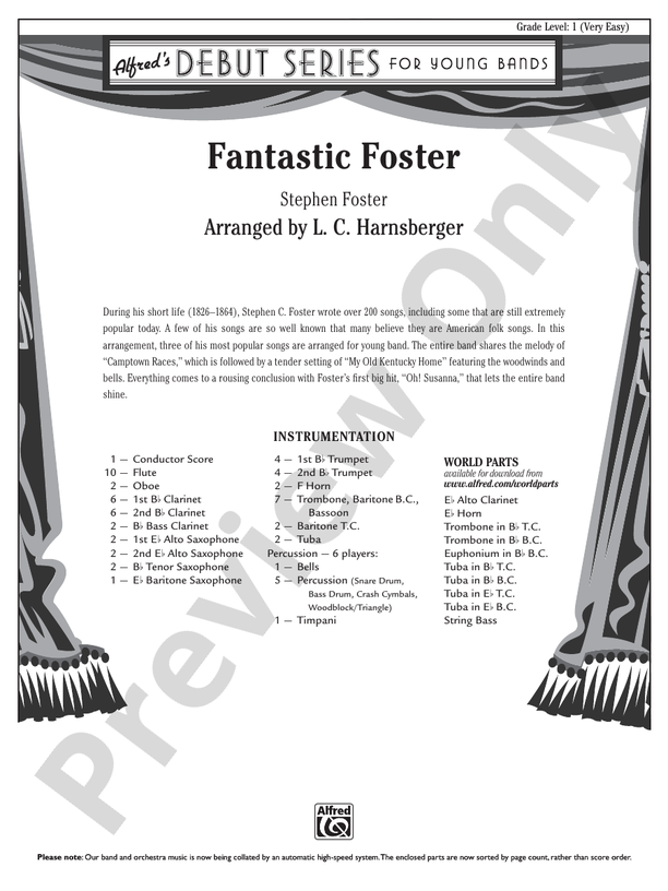 Fantastic Foster - Concert Band Conductor Score & Parts (Digital Download)