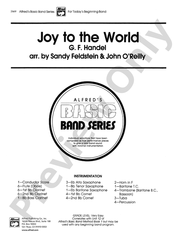 Joy to the World (Grade 1) - Concert Band Conductor Score & Parts (Digital Download)