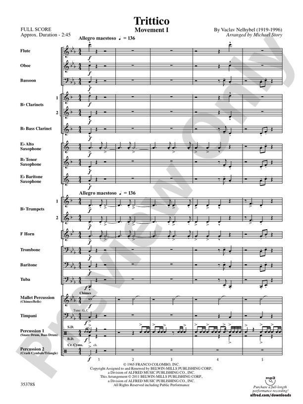 Trittico (Grade 2) - Concert Band Conductor Score & Parts (Digital Download)