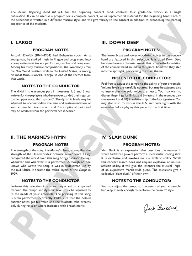 Belwin Beginning Band Kit #4 - Concert Band Conductor Score & Parts (Digital Download)