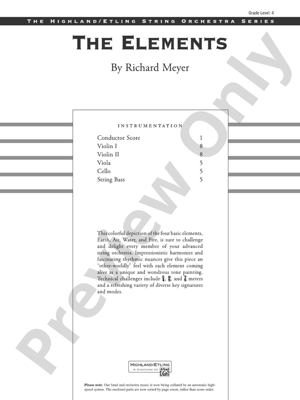 The Elements - String Orchestra Conductor Score & Parts (Digital Download)