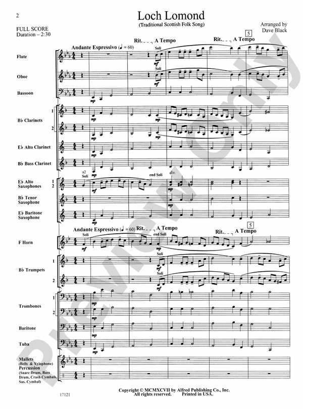 Loch Lomond - Concert Band Conductor Score & Parts (Digital Download)