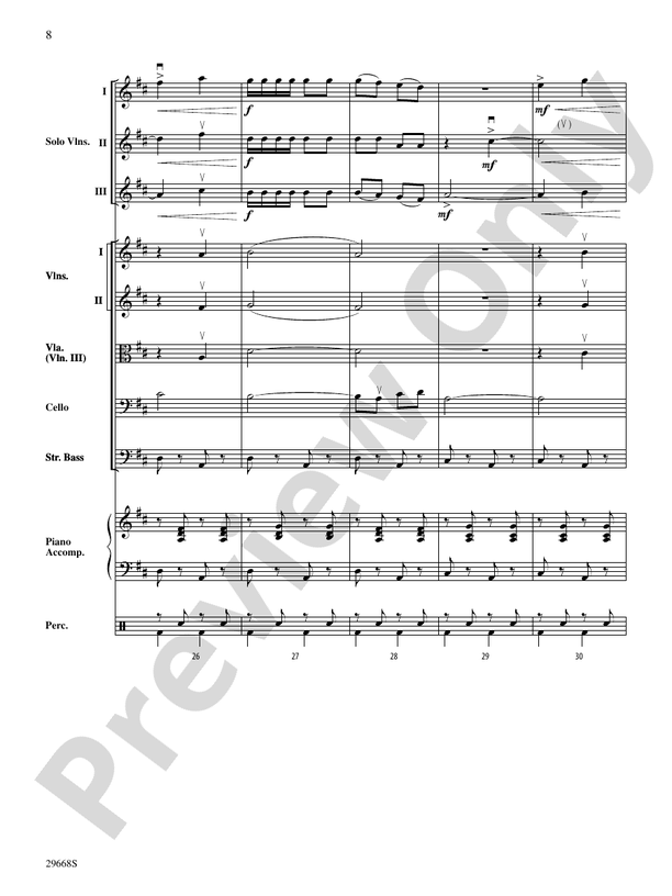 Bugler's Holiday for Three Violins and String Orchestra – String Orchestra Conductor Score & Parts (Digital Download)