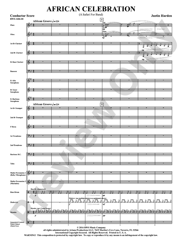 African Celebration - A Safari for Band - Concert Band Conductor Score & Parts (Digital Download)
