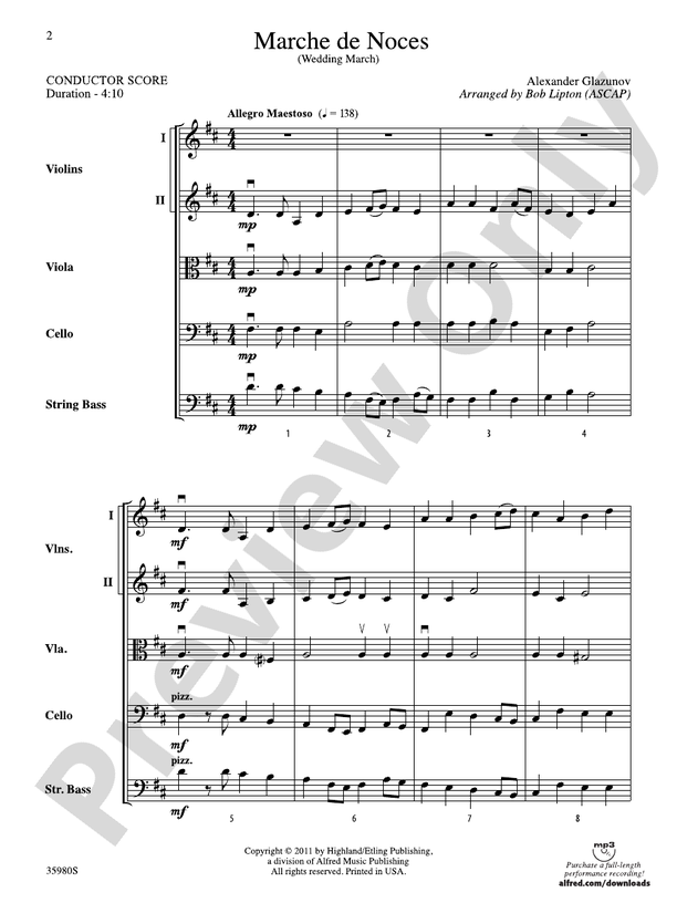 Marche de Noces – String Orchestra Conductor Score & Parts (Digital Download)