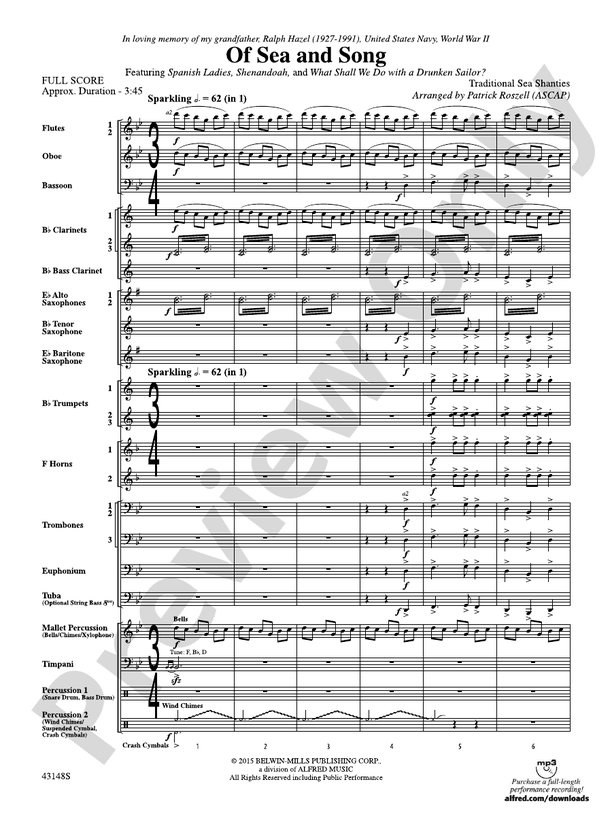 Of Sea and Song - Concert Band Conductor Score & Parts (Digital Download)