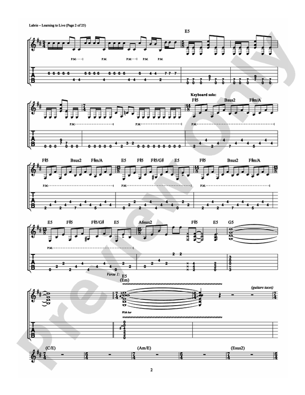 Learning to Live - Guitar TAB (Digital Download)