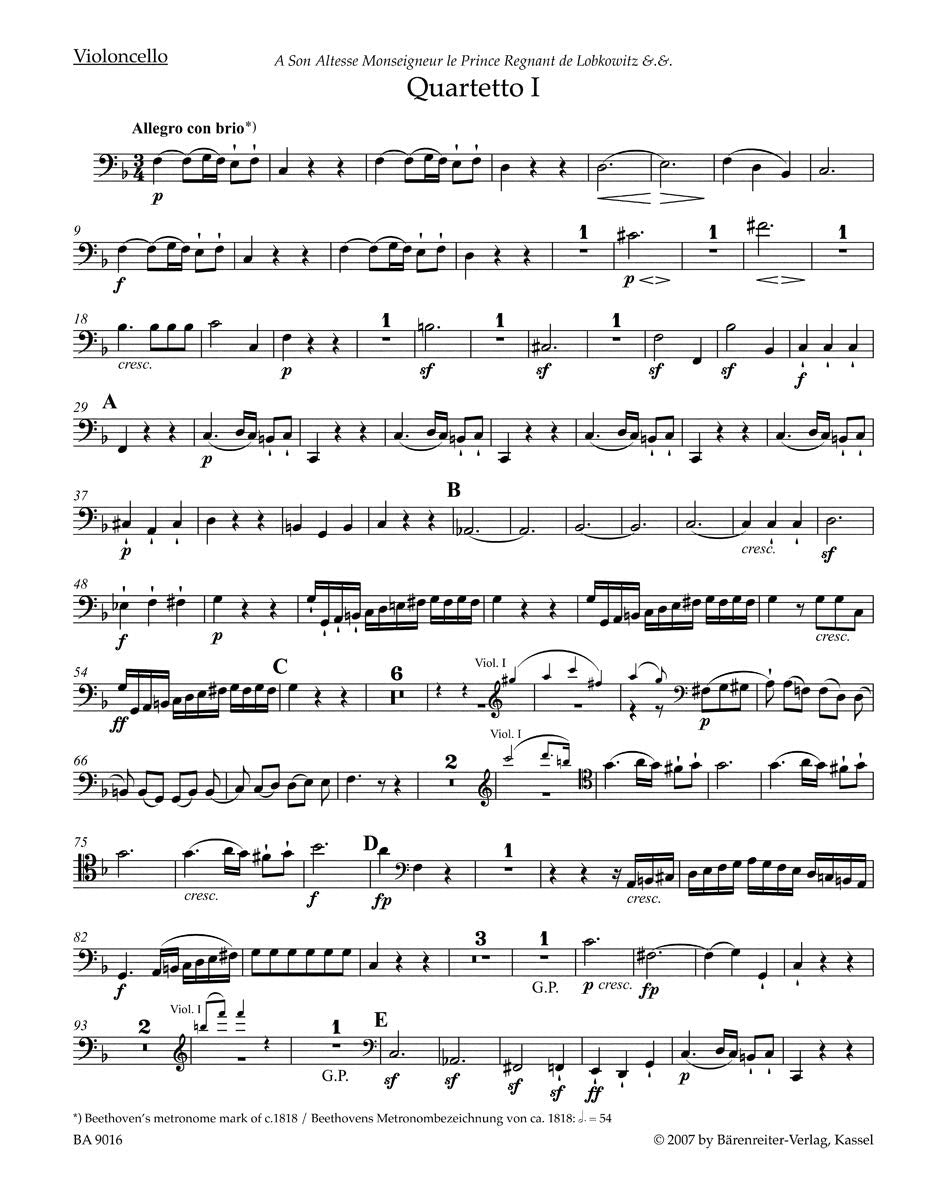 Beethoven String Quartets Op 18 - Set of Parts