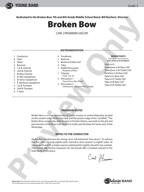 Broken Bow - Concert Band Conductor Score & Parts (Digital Download)