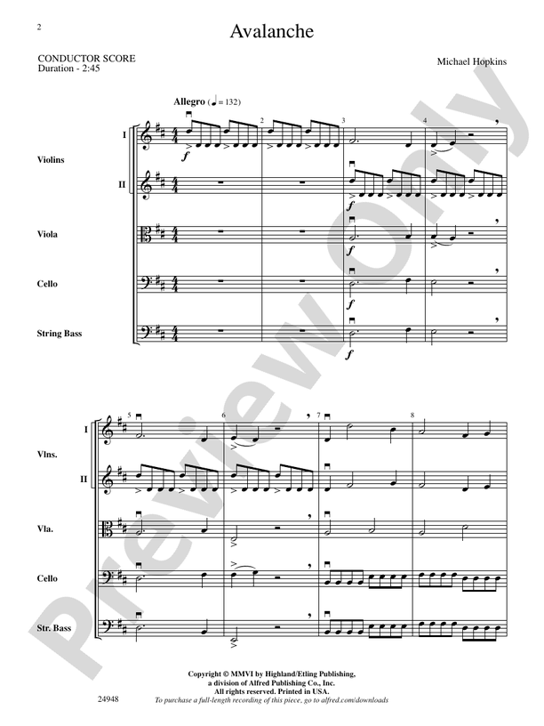 Avalanche – String Orchestra Conductor Score & Parts (Digital Download)