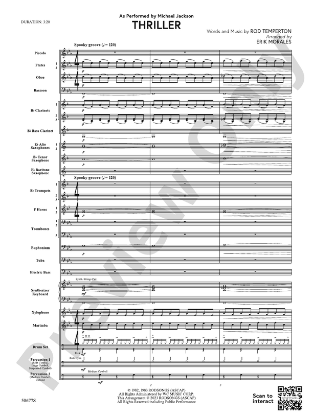 Thriller – Concert Band Conductor Score & Parts (Digital Download)