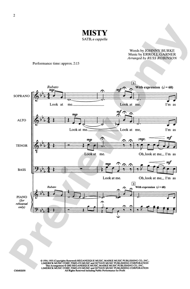 Misty – SATB, a cappella Choral Octavo (Digital Download)