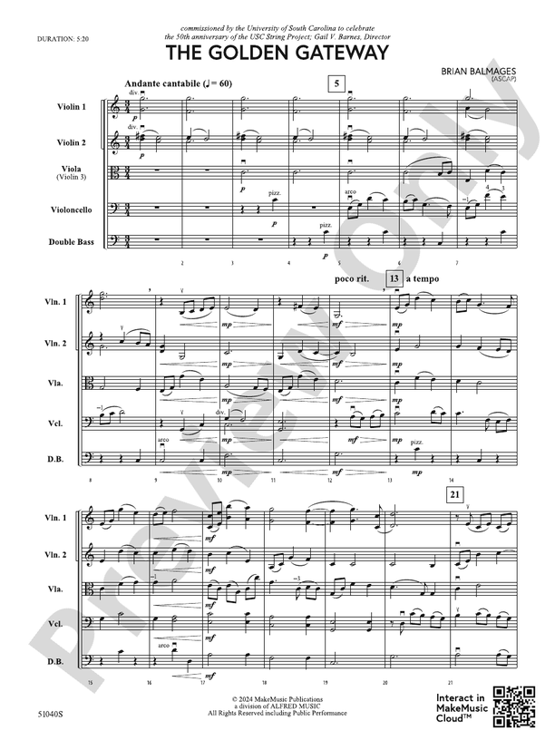 The Golden Gateway – String Orchestra Conductor Score & Parts (Digital Download)
