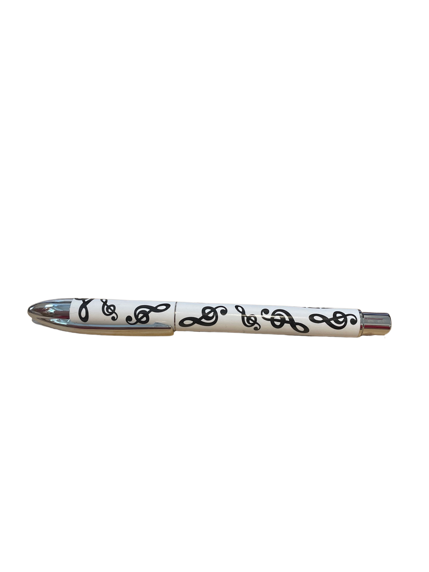 Designer Pen White with Black Treble Clefs and a Black Keyboard