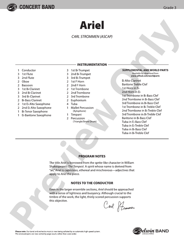 Ariel - Concert Band Conductor Score & Parts (Digital Download)