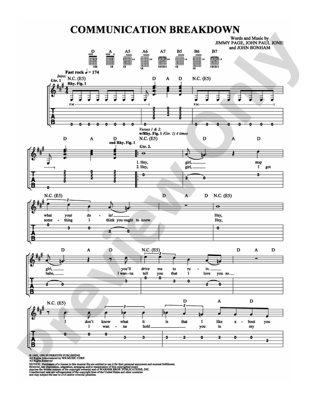 Communication Breakdown - Easy Guitar (Digital Download)