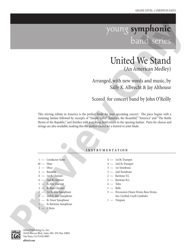 United We Stand (An American Medley) - Concert Band Conductor Score & Parts (Digital Download)
