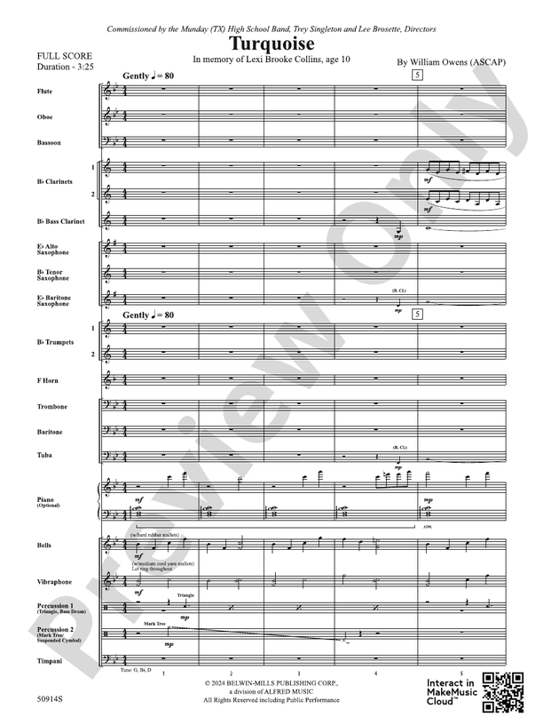 Turquoise – Concert Band Conductor Score & Parts (Digital Download)