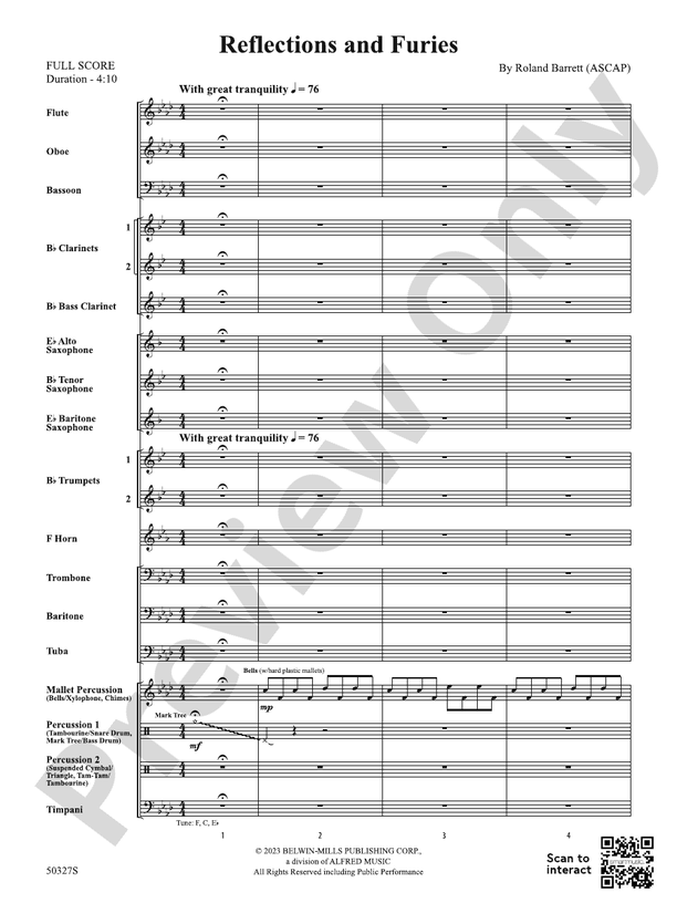 Reflections and Furies - Concert Band Conductor Score & Parts (Digital Download)