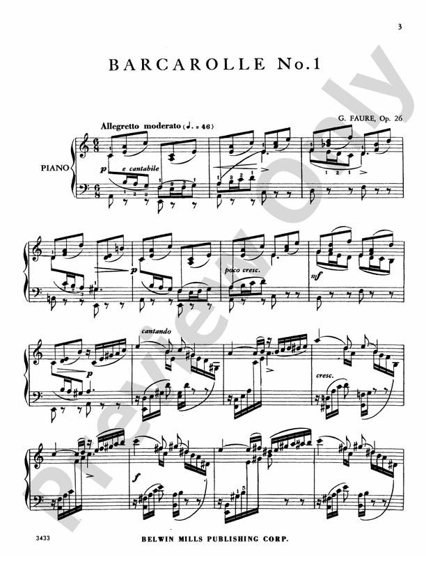 Faure - Six Barcaroles - Piano Solo (Digital Download)