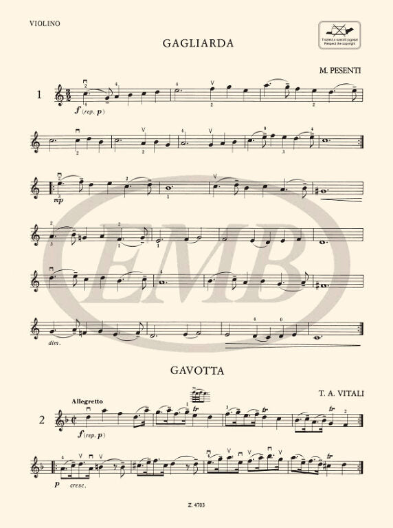 Dances of the Baroque Era Volume 1 - Violin/Piano Accompaniment edited by Oliver/Frigyes EMB Z4703