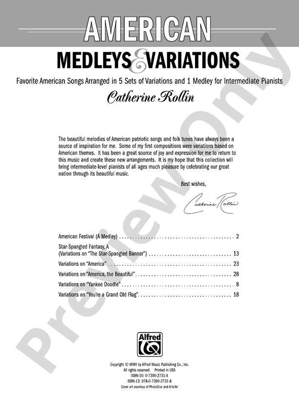 American Medleys & Variations - Piano (Digital Download)