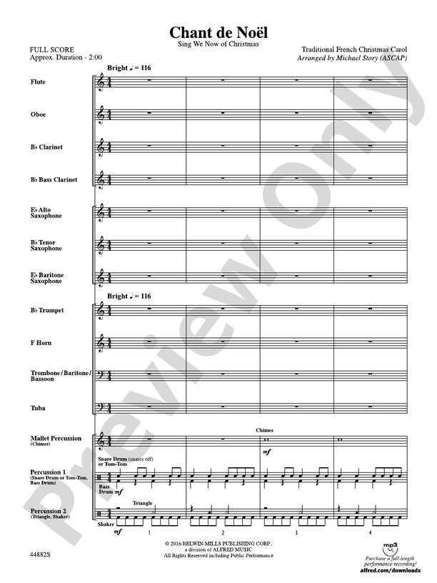 Chant de Noel - Concert Band Conductor Score & Parts (Digital Download)